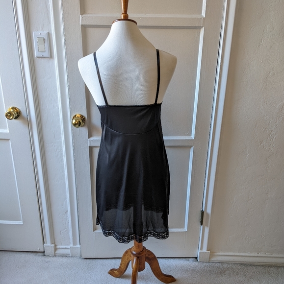 VTG Vanity Fair 70's black full slip with lace bustier size 34 - Picture 6 of 8